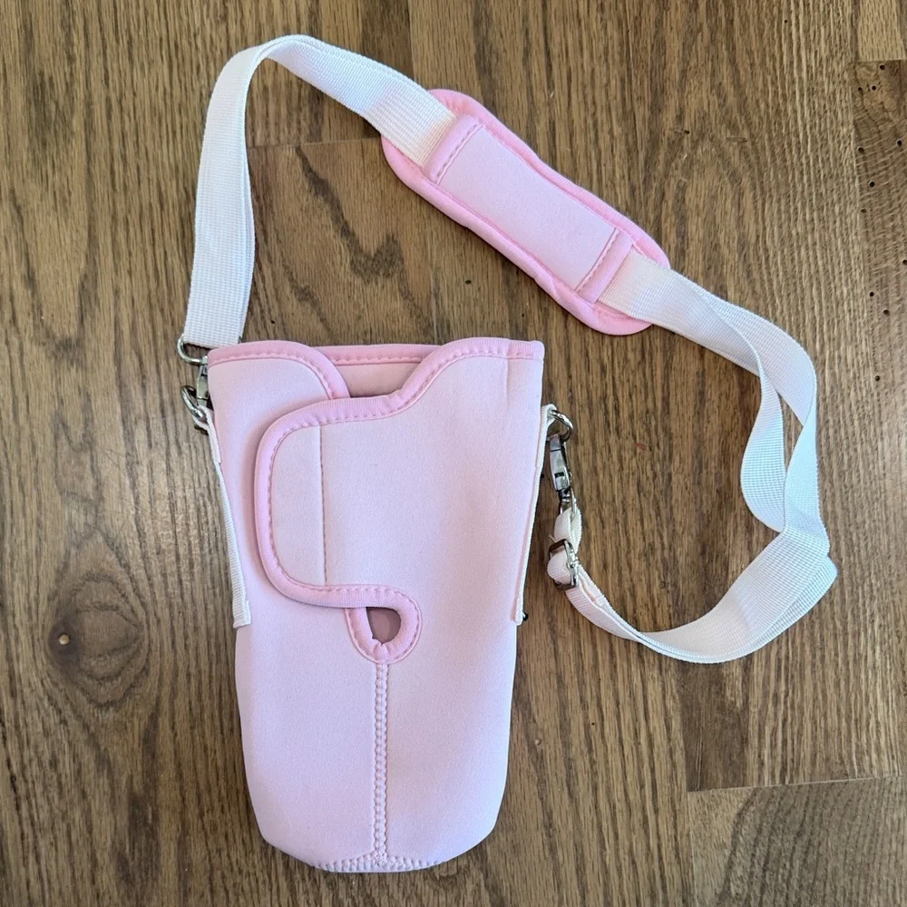 Pink Crossbody Phone and Drink Bag